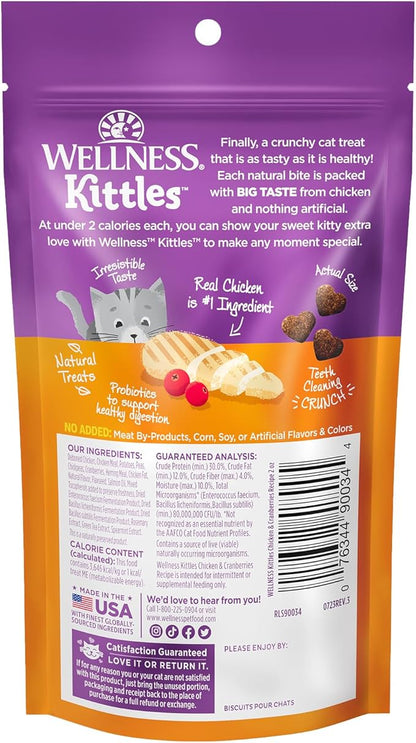 Wellness Kittles Crunchy Natural Grain Free Cat Treats, Chicken & Cranberries Recipe, All Life Stages, 2-Ounce Bag (Pack of 3) WellnessNaturalPetFood
