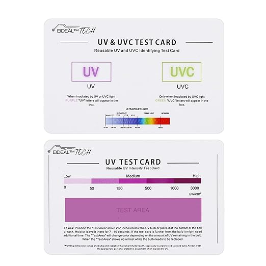 EIDEAL™ | UV & UVC Test Card & UV Intensity Test Card | 3-in-1 UV Test Card | UVA & UVC Light Identifying Card | UV Bulb & LED Intensity Reading Card | UV Dosage Indicator Card | UVB Tester EIDEAL