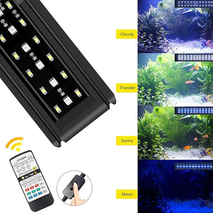IREENUO Aquarium LED Light, Full Spectrum Fish Tank Clip on Light with Remote, Color Changing Lighting for Reef Coral Aquatic Plants and Fish Keeping (16W（20.4 inch）) SpeciallyforyourpettoprovideavarietyofqualityproductsYearsofresearchexperienceinpetwarmcoattoprovideyourpetwiththewarmestprotectioninwinter
