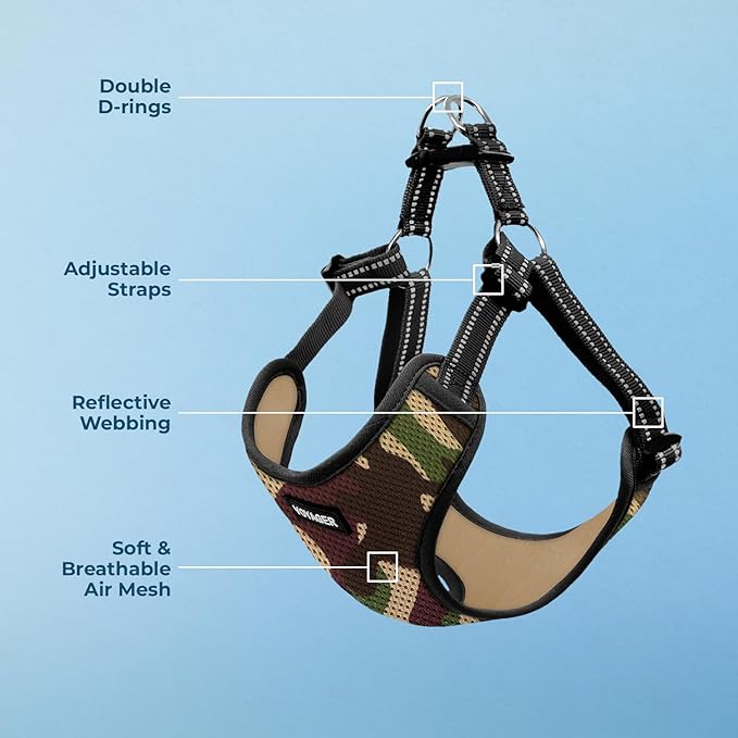 Best Pet Supplies Voyager Adjustable Dog Vest Harness Breathable No Pull Harness for Small, Medium, Large Dogs, Harness for Walking, Jogging, Easy Step-in, Reflective Stripes - (Army Base), M BestPetSuppliesLLC