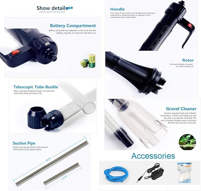 LONDAFISH Electric Fish Tank Vacuum Cleaner Syphon Operated Gravel Water Filter Cleaner Sand Washer LONDAFISH