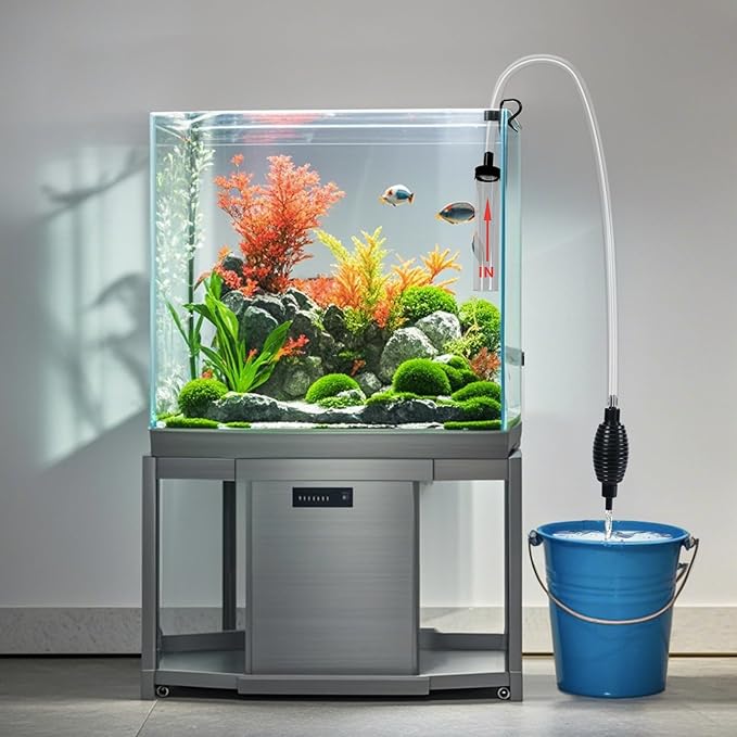 5ft Fish Tank Cleaner Aquarium Siphon Gravel Vacuum for Aquarium Fish Tank Changing Water Cleaning Gravel and Sand(with Big Siphon Ball) Seltomer