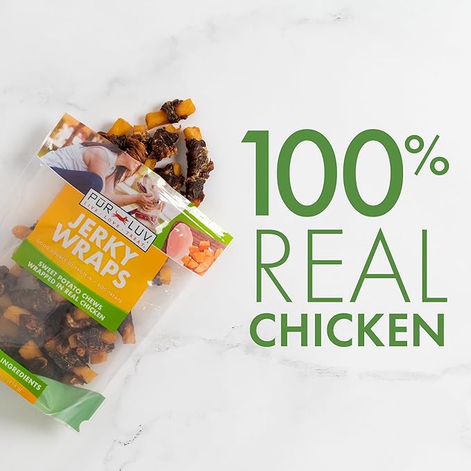 Dog Treats, Chicken & Sweet Potato Jerky Wraps, Made with Real Chicken, 16 Ounces, Rawhide Free, Healthy, Easily Digestible, Long Lasting, High Protein Dog Treat, Satisfies Dog's Urge to Chew - PAWPICO