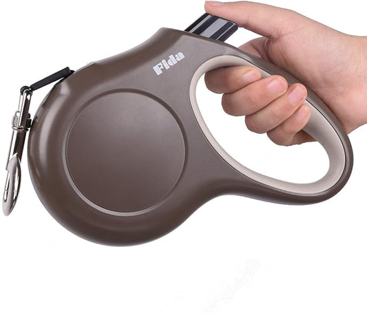 Fida Retractable Dog Leash, 16ft Heavy Duty Pet Walking Leash for X-Small/Small/Medium/Large Dog or Cat up to 110 lbs, Tangle Free. One-Hand Brake (Large, Coffee) Fida