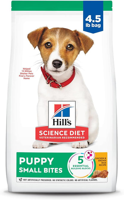 Hill's Science Diet Puppy, Puppy Premium Nutrition, Small Kibble, Dry Dog Food, Chicken & Brown Rice, 4.5 lb Bag - PAWPICO