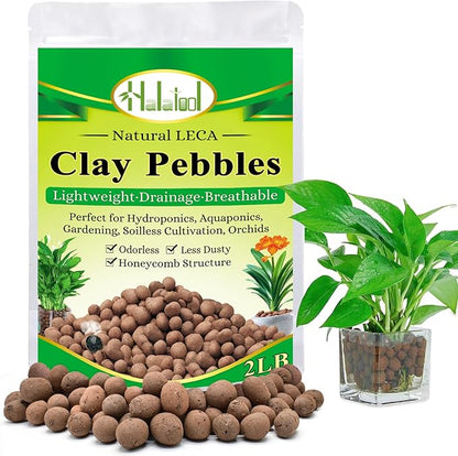 Halatool 2 LB Natural Expanded Clay Pebbles for Plants 4mm-16mm Clay Balls 100% Organic Hydroton Leca Balls for Indoor Plants Hydroponic Growing Gardening Orchids Drainage Decoration Aquaponics HALATOOL