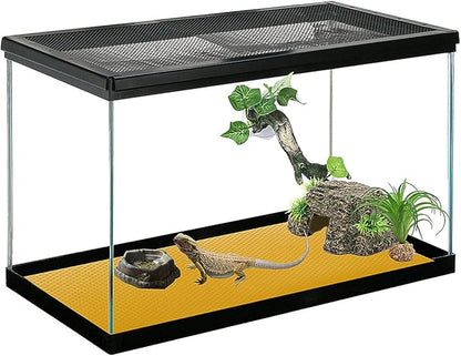 Bearded Dragon Tank Accessories, Reptile Terrarium Liner Substrate for Leopard Gecko, Snake, Lizard and Tortoise, Non-adhesive Reptile Carpet Bedding for Reptile Tank, Yellow Duedusto