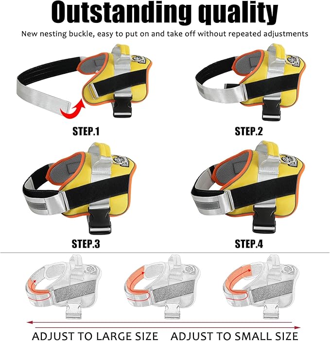 Bolux Dog Harness, No-Pull Reflective Dog Vest, Breathable Adjustable Pet Harness with Handle for Outdoor Walking - No More Pulling, Tugging or Choking (X-Large (Pack of 1), YellowOrange) Bolux