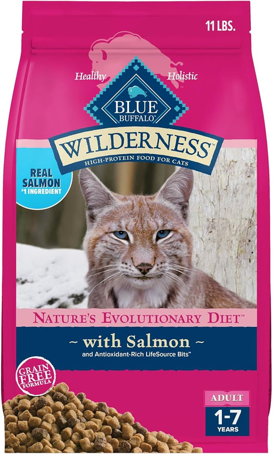 Blue Buffalo Wilderness Natural High Protein Grain Free Salmon Dry Food for Adult Cats 11 lbs. - PAWPICO