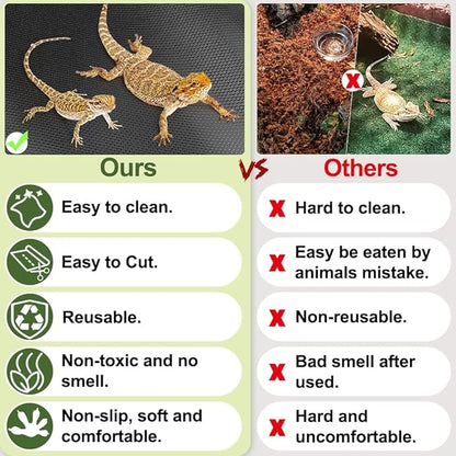 Reptile Carpet, Reptile Mat, Bearded Dragon, Leopard Gecko Substrate,Bearded Dragon Tank Flooring, Snake,Tortoise Bedding, Bearded Dragon Tank Accessories (18"X 79", 3 PCS,Grey Thicker Mat) TCYPUHL