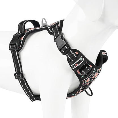 Timos No Pull Dog Harness,NO Need Go Over Dogs Head 3 Snap Buckles Reflective Oxford No Choke Harness with Front&Back 2 Metal Leash Clips Soft Padded for Small Medium Large Dogs,X-Large (Pack of 1) Timos