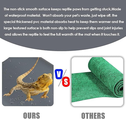 Reptile Substrate Carpet Terrarium Mat, 96" X 24" Bearded Dragon Tank Accessories, Reptile Bedding Substrate Liner, Reptile Tank Accessories for Bearded Dragon,Leopard Gecko,Lizard,Tortoise, Gray Hoplaep
