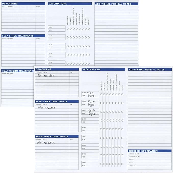 Okuna Outpost 60 Pack Puppy Vaccination Record Cards, Canine Health Record Books for Dogs (Tri-Fold Design, 8.5x11 Inch) Okuna+Outpost