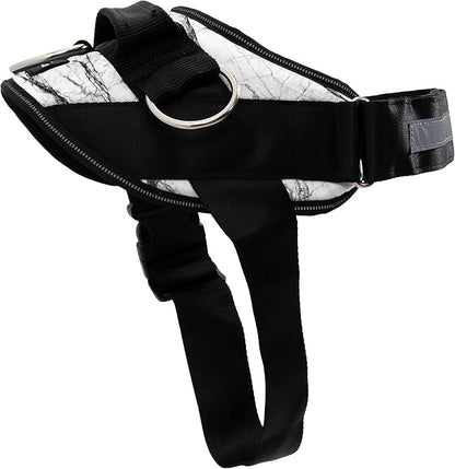 ShawnCo Essential Dog Harness, No-Pull Pet Vest with 3 Leash Clips, No Choke, Reflective, Adjustable and Padded, for Easy Walking and Training for Small, Medium and Large Dogs (White Marble, L) SHAWNCO