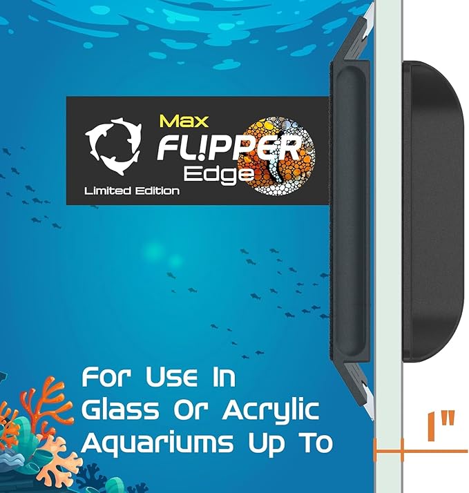 FL!PPER Flipper Edge Max Clownfish Limited Edition Floating Magnetic Aquarium Cleaner 2-in-1 Dual Blade Scrubber & Scraper Fish Tank Cleaner Tools for Efficient Cleaning & Acrylic Surface Maintenance FLPPER