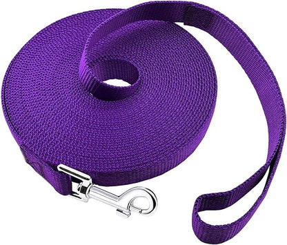15ft 20ft 30ft 40ft 50ft Long Dog/Puppy Lead Obedience Recall Training Dog Leashes for Small Medium Dogs Camping, Training, Play, or Backyard (20 FT, Purple) PETGOGO