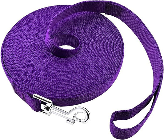 15ft 20ft 30ft 40ft 50ft Long Dog/Puppy Lead Obedience Recall Training Dog Leashes for Small Medium Dogs Camping, Training, Play, or Backyard (20 FT, Purple) PETGOGO