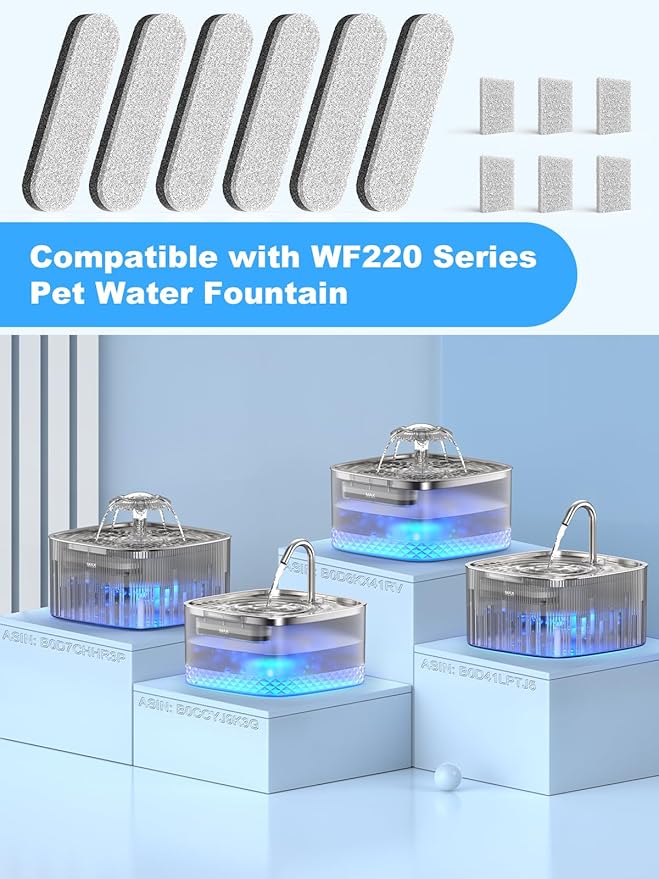 Cat Water Fountain: 75oz/2.2L Automatic Pet Water Dispenser for Cats with 304 Stainless Steel Top, Musical Wave Design with LED Indicator Pet Water Fountain for Cats Inside (6+6 Pack Filters) - PAWPICO