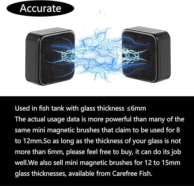 Carefree Fish Aquarium Mini Magnetic Cleaner for Glass Fish Tank Tiny Magnet Brush Algae Scrapers (No Floating) Bewatermyfriend