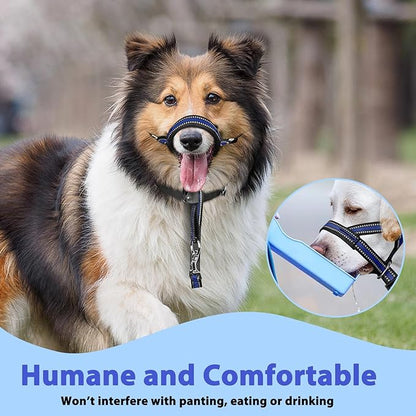 BARKLESS Soft Dog Head Collar, Padded No Pull Head Halter, Training Nose Leash with Safety Link for Medium Large Dogs, Adjustable Muzzle Leash, Easy Control for Walking Barkless