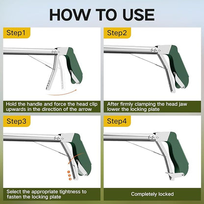 60“ Snake Tongs Collapsible Grabber, Professional Reptile Snake Catcher Wide Jaw Handling Tool, Stainless Steel Snake Hook GYORGKSHI