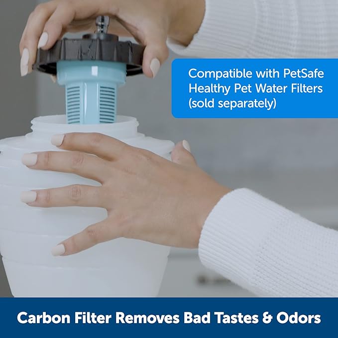 PetSafe Healthy Pet Water Station - Large, 320 oz Capacity - Gravity Pet Water Fountain, Automatic Cat Water Fountain or Dog Water Fountain - Water Dispenser - Removable Stainless Steel Bowl Included - PAWPICO