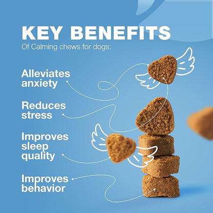 Hemp Calming Chews for Dogs - Dog Calming Treats - Anxiety Relief for Dogs with L-Theanine, Chamomile Extract, Valerian Root - Dog Anxiety Relief for Travel, Vet Visits, Thunderstorms, Nail Trimming CHEWIA