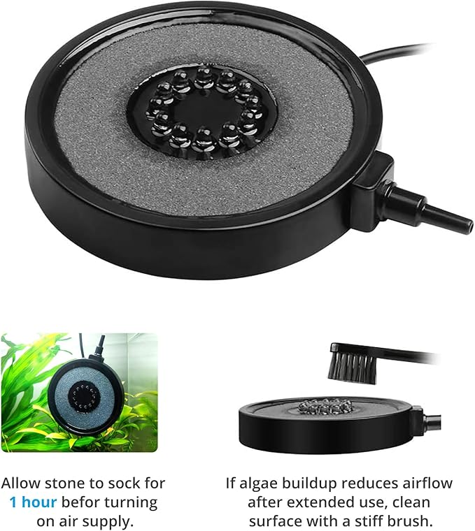 NICREW Multi-Colored Aquarium LED Bubbler Stone Disk, Fish Tank Bubbler with Auto Color Changing LEDs NICREW