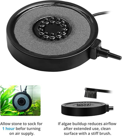 NICREW Multi-Colored Aquarium LED Bubbler Stone Disk, Fish Tank Bubbler with Auto Color Changing LEDs NICREW