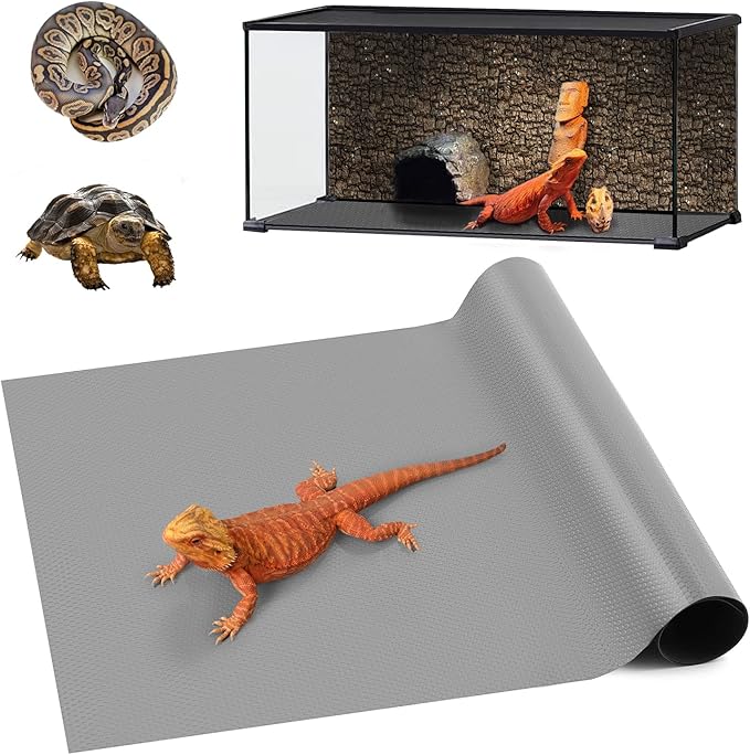 Reptile Carpet, Bearded Dragon Tank Accessories, Terrarium Liner Bedding, Non-Adhesive Terrarium Carpet for Bearded Dragon, Leopard Gecko, Snake, Lizard, Tortoise, Iguana Reptile Tank Grey(18"x72") SISIPAILIFE
