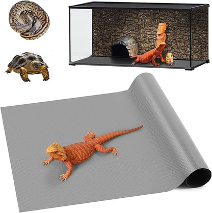 Reptile Carpet, Bearded Dragon Tank Accessories, Terrarium Liner Bedding, Non-Adhesive Terrarium Carpet for Bearded Dragon, Leopard Gecko, Snake, Lizard, Tortoise, Iguana Reptile Tank Grey(18"x72") SISIPAILIFE