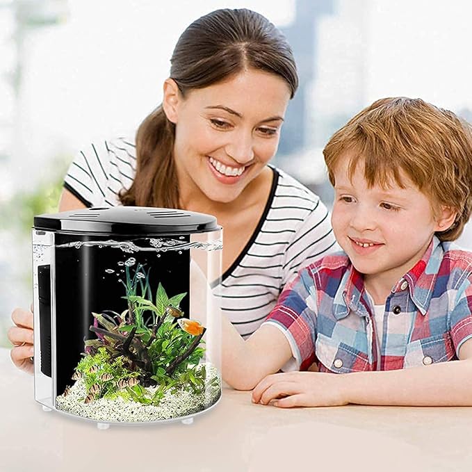 Small Fish Tank 1.2 Gallon Aquarium Starter Kit for Home, Office, Room, Decorative Desktop, Betta Fish Tank with Filter and Light for Shrimp, Jellyfish, Goldfish Yochaqute