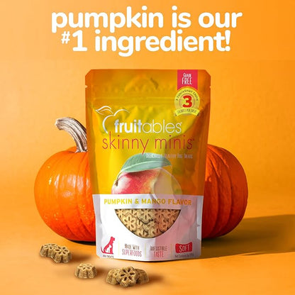 Fruitables Skinny Mini Dog Treats – Healthy Treats for Dogs – Low Calorie Training Treats – Free of Wheat, Corn and Soy – Pumpkin and Mango – 5 Ounces (Pack of 2) - PAWPICO