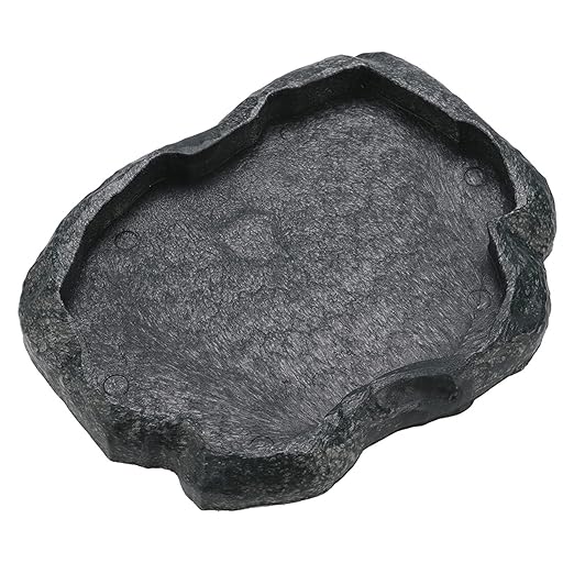 Reptile Feeder,Reptile Rock Food Dish,Terraium Bowl Plastic Shallow Reptile Feeder for Food and Water Feeding Dish for Lizard Gecko Bearded Dragon (M-Moyu Green) ciciglow