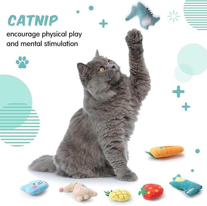 20 Pieces Catnip Toys for Indoor Cat Plush Cat Chew Toys Lovely Kitten Catnip Toys Cat Toys Kitten Entertaining Interactive Cat Toys for Cat Kitten (Lovely) - PAWPICO
