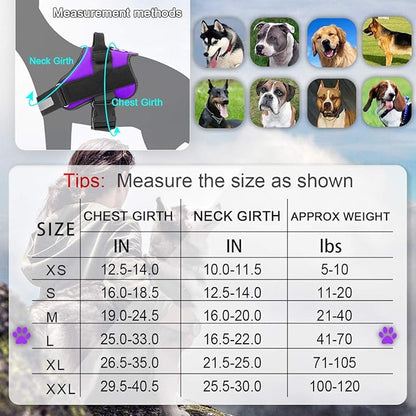 Bolux Dog Harness, No-Pull Reflective Dog Vest, Breathable Adjustable Pet Harness with Handle for Outdoor Walking - No More Pulling, Tugging or Choking (Purple, L) Bolux