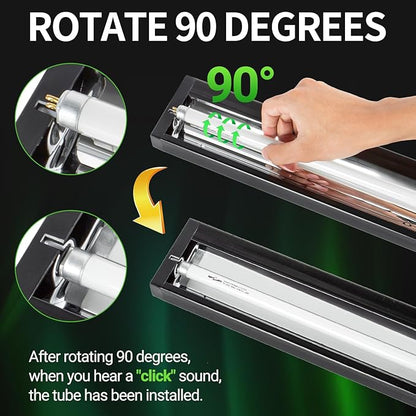 REPTI ZOO UVB Reptile Light, New Version T5 HO UVB Lighting Combo Kit, Reptile Terrarium Hood with 5.0 UVB Tube Bulb, Reptile Light Fixture 54W-46Inch REPTIZOO