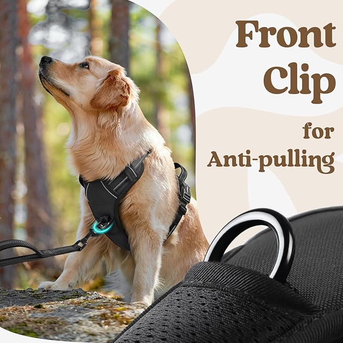 rabbitgoo Dog Harness for Large, No Pull Pet Harness with 3 Buckles, Adjustable Soft Padded Pooch Vest with Instant Control Handle, Easy Walking Reflective Pet Vest for Extra Large Dogs, Black, XL - PAWPICO