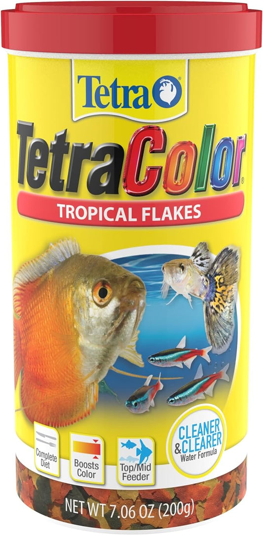 TetraColor Tropical Flakes, Color Boosting Fish Food, Nutritionally Balanced Diet for Tropical Fish, 7.06 oz Tetra