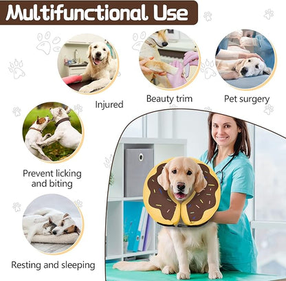 Dog Cone Collar for Small Medium Large Dogs for After Surgery, Pet Inflatable Neck Donut Collar Soft Protective Recovery Cone for Dogs and Cats - Alternative E Collar Does not Block Vision - Brown,M MIDOG