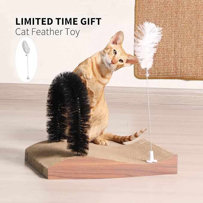 FUKUMARU Cat Self Groomer, 2.0 Version Cat Arch Face Scratcher with Scratcher Pad, Cats Back Grooming Massager Toy Brush for Indoor Kitten and Small Dog - PAWPICO