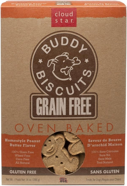 Buddy Biscuits 14 oz Box of Grain-Free Crunchy Dog Treats Made with Natural Peanut Butter - PAWPICO