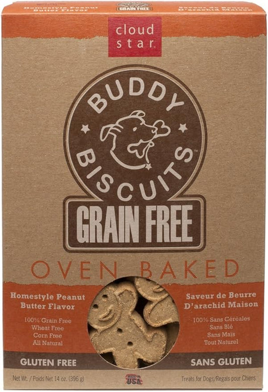 Buddy Biscuits 14 oz Box of Grain-Free Crunchy Dog Treats Made with Natural Peanut Butter - PAWPICO