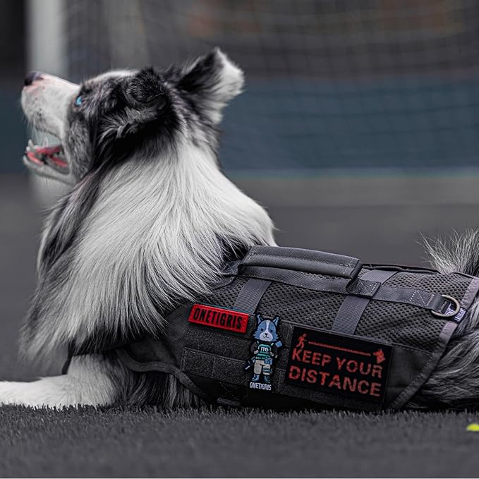OneTigris Tactical Dog Harness for Medium Dog No Pull Breathable Military Dog Molle Vests with Handles, Service Dog Vest Harness for Walking Hiking Training OneTigris