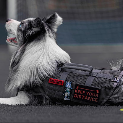 OneTigris Tactical Dog Harness for Medium Dog No Pull Breathable Military Dog Molle Vests with Handles, Service Dog Vest Harness for Walking Hiking Training OneTigris