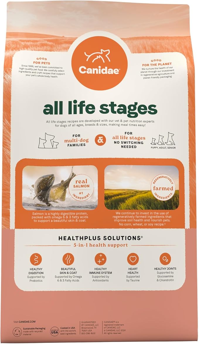 Canidae All Life Stages Real Salmon & Ancient Grains Recipe – High Protein Premium Dry Dog Food for All Ages, Breeds, and Sizes– 5 lbs. - PAWPICO