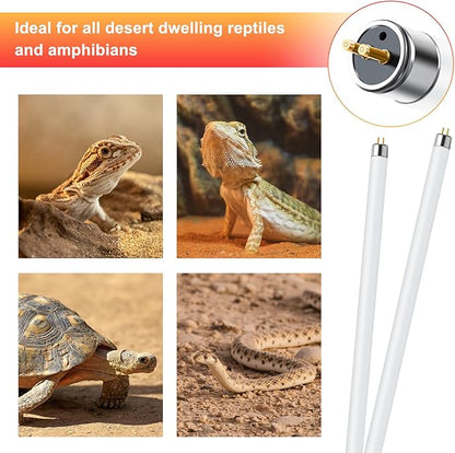 LUCKY HERP 2 Pack T5 UVB 10.0 Reptile Light 39W, UVA UVB Fluorescent Lamp Tube, UVB Lighting Bulb for Turtles, Chameleon, Tortoises, Lizard LUCKYHERP