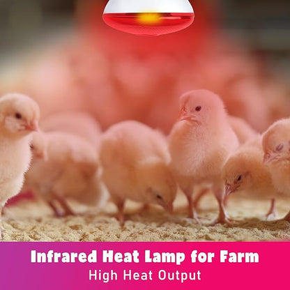 LUCKY HERP Infrared Heat Lamp for Chickens - 250 Watts Red Heat Lamp Bulb 1 Pack, Heat Light Bulb for Brooder Coop, Food Service, Chicks, Pet, Reptile LUCKYHERP