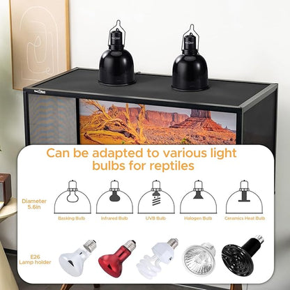 Reptile Light Fixture 2 Packs 5.5 Inch Deep Dome Lamp Cap,Optical Reflection Cover Reptile Enclosures ToxiRium