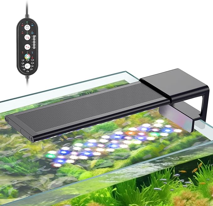 hygger 14W LED Aquarium Light for Plants, Full Spectrum Fish Tank Light with Timer Auto On/Off, 24/7 Lighting with Multi-Color, Adjustable Brightness, External Controller, for Freshwater(12"-18") hygger